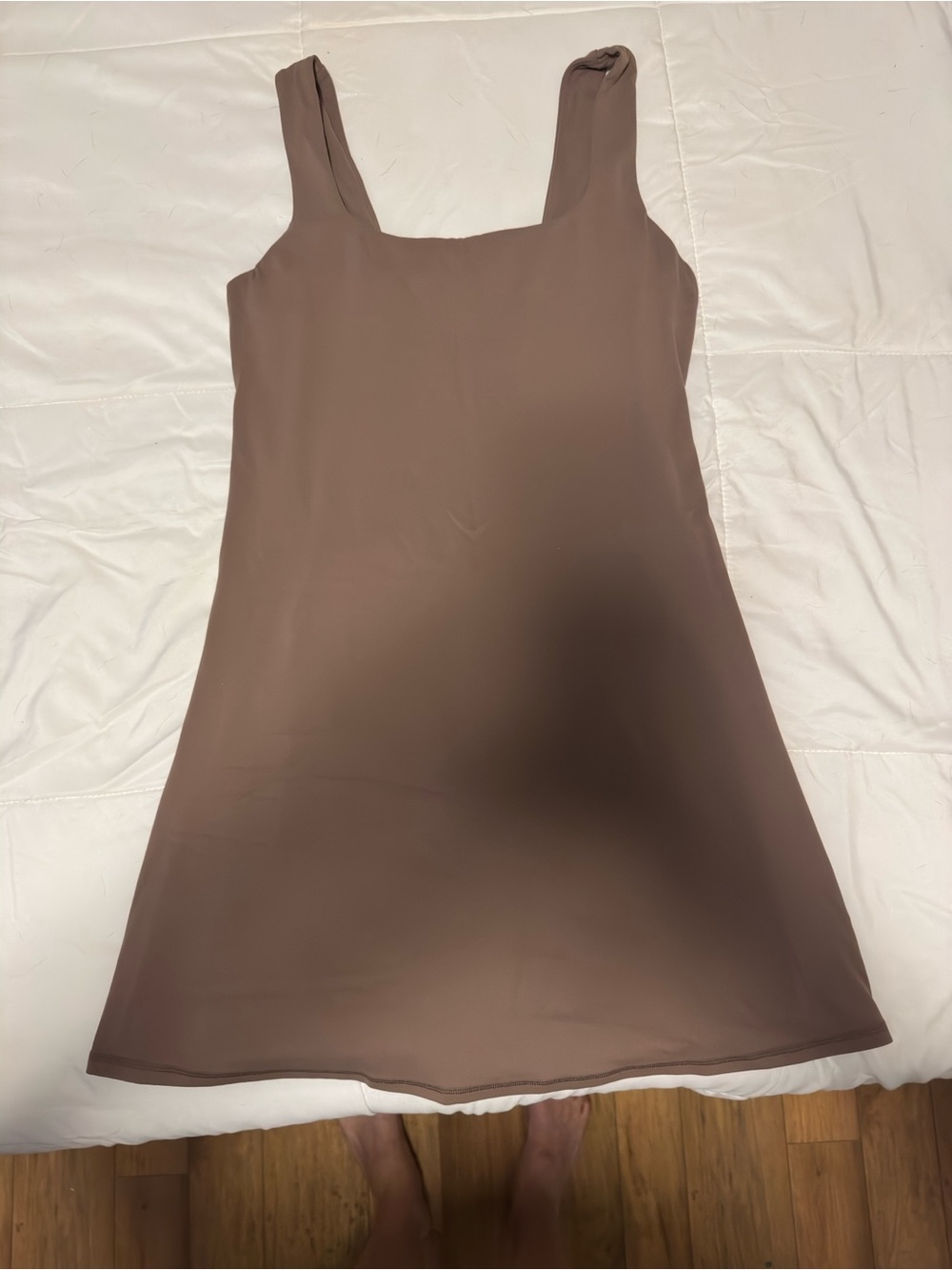 Women's Maternity Square-Neck Mini Dress (skort) in Mauve-Brown